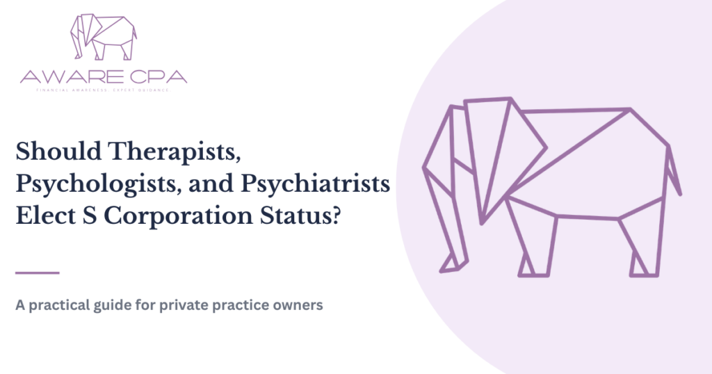 Should Therapists, Psychologists, and Psychiatrists Elect S Corporation Status?